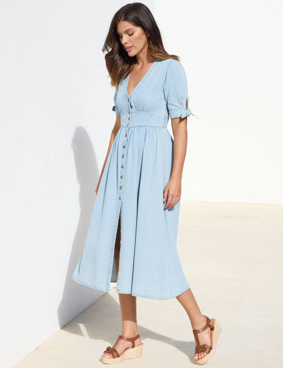 Robe longue en denim, évasée (bleached) Robe longue en denim, évasée (bleached)